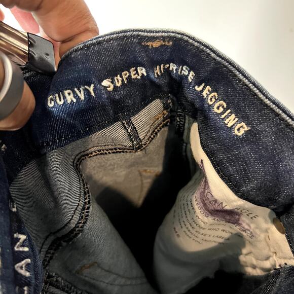 American Eagle Curvy Super Hi Rise Jegging Dark Wash Womens Size 00 - Picture 7 of 9